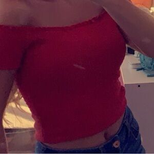 Hollister Red Smocked Crop Top